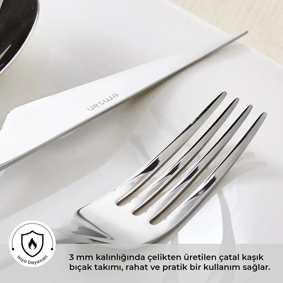 Emsan Sedir Elegance 84 Parça 12 Kişilik Çatal Kaşık Bıçak Takımı