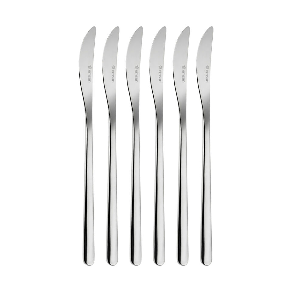 Emsan Bead 6'lı Yemek Bıçağı Seti Platin