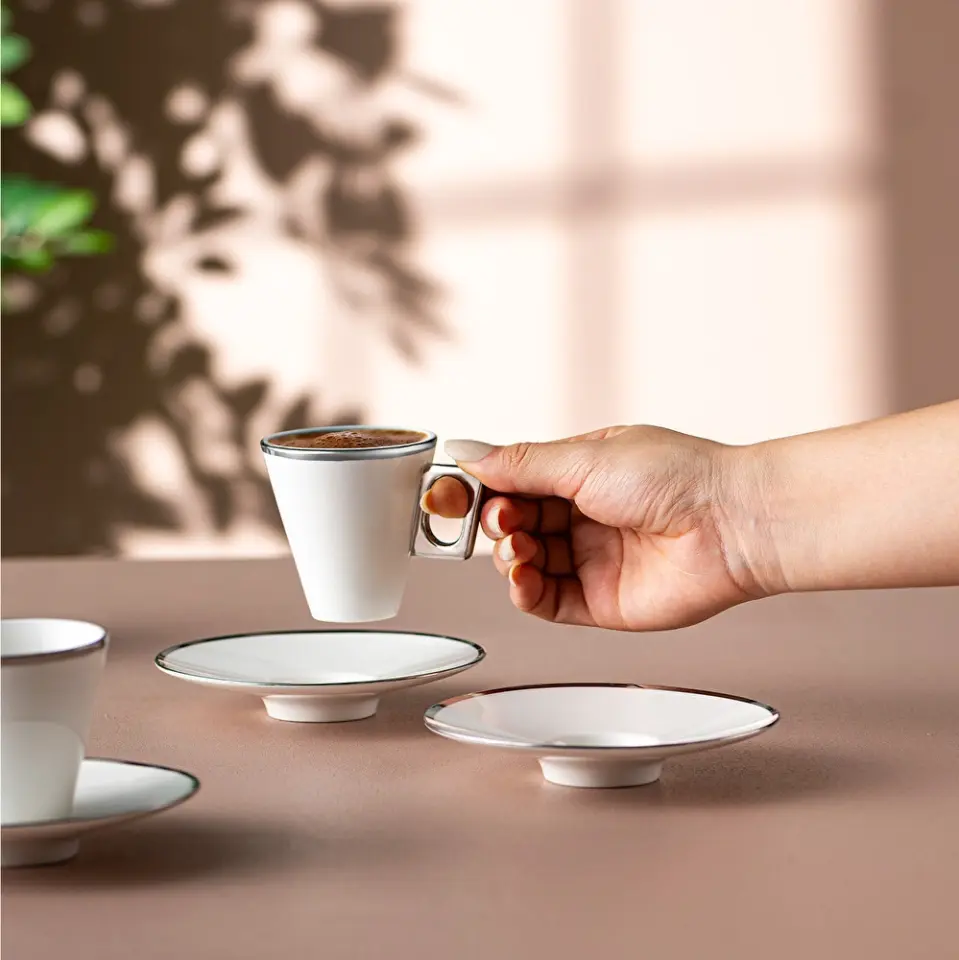 Emsan Zen 6'lı Kahve Fincan Takımı Platin 80 ml